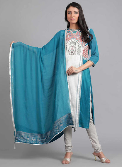 Blue Solid Dupatta