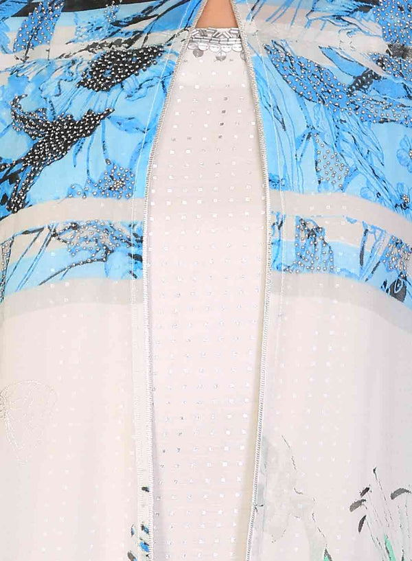 Blue & White Printed Layered kurta
