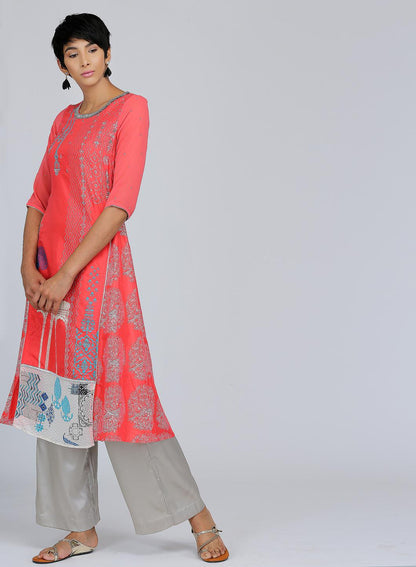 Coral Round Neck Printed kurta