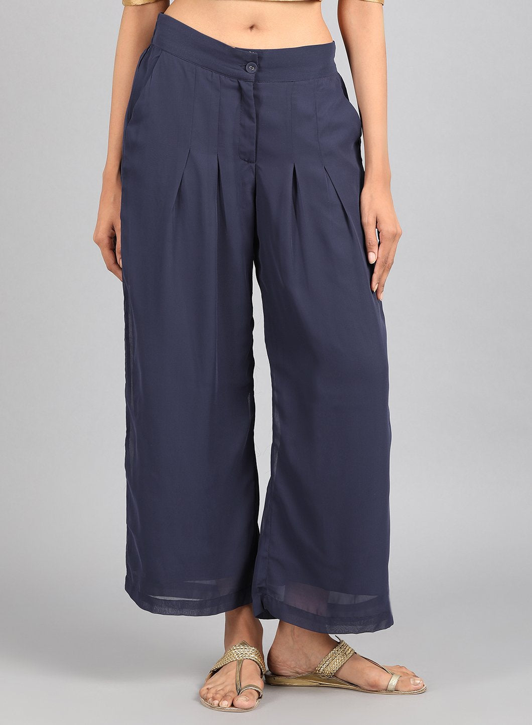 Blue Tailored Volume Pants