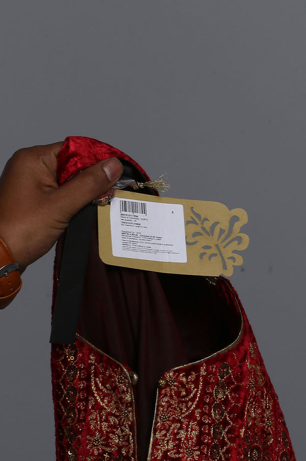 Red Round Neck Velvet Winter kurta