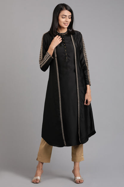 Black Mandarin Neck Winter kurta