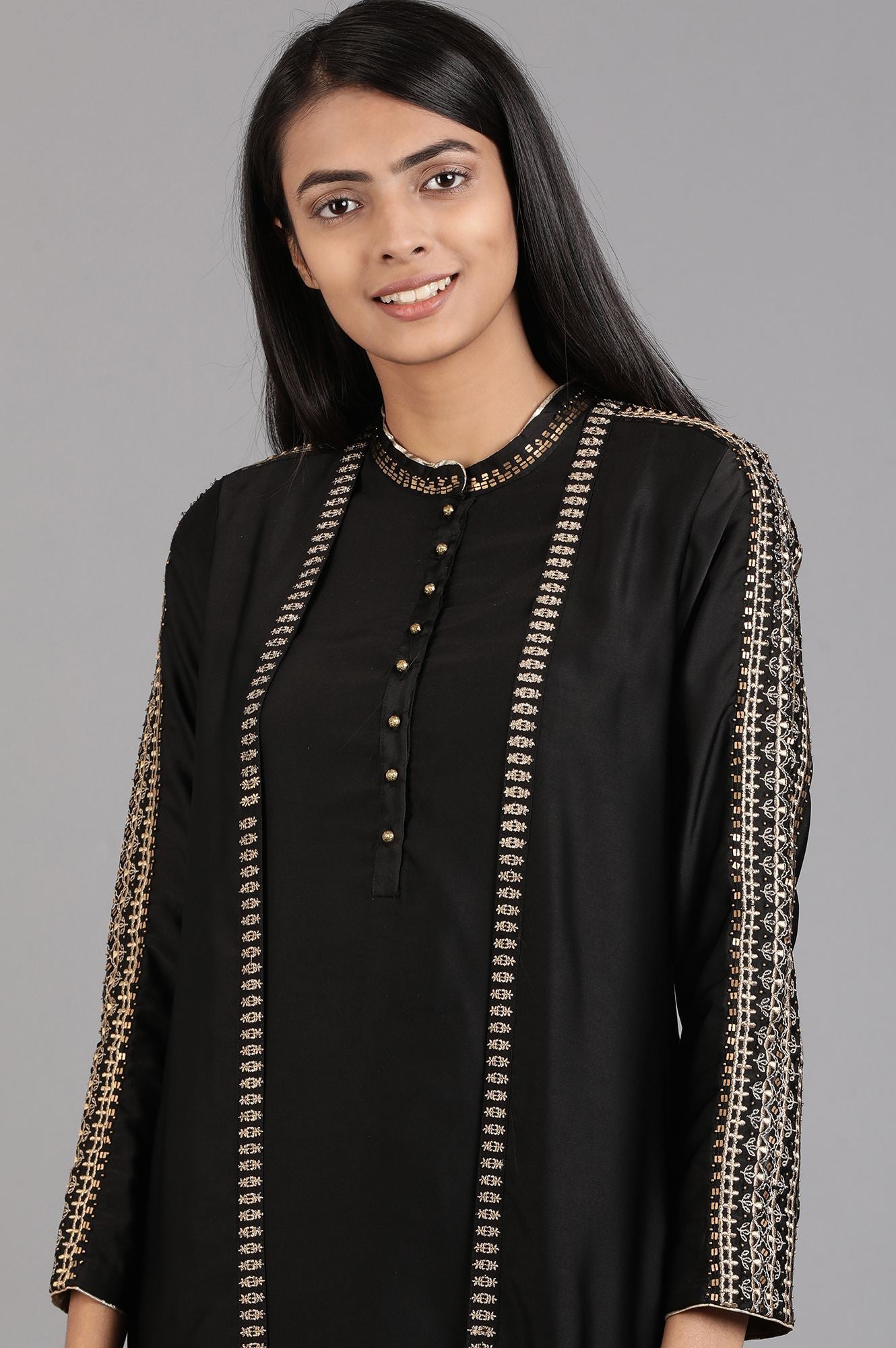 Black Mandarin Neck Winter kurta