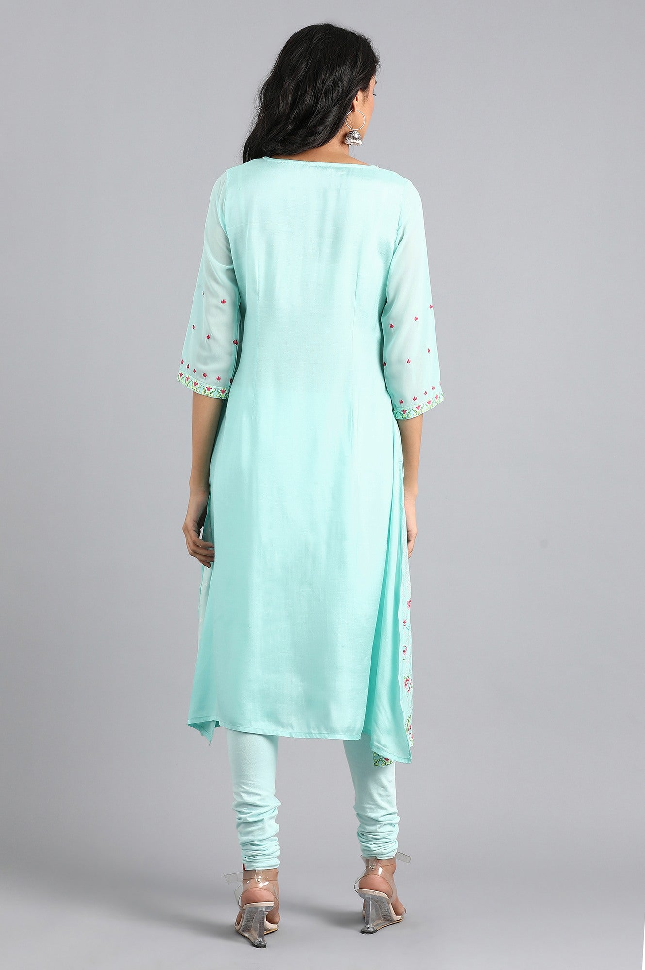 Green Round Neck Printed kurta