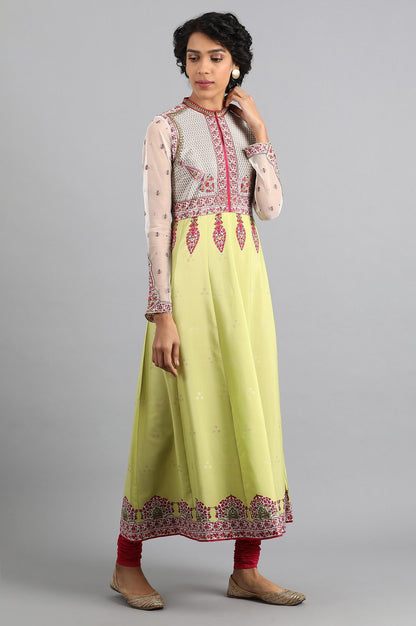 Green Mandarin Neck Printed kurta