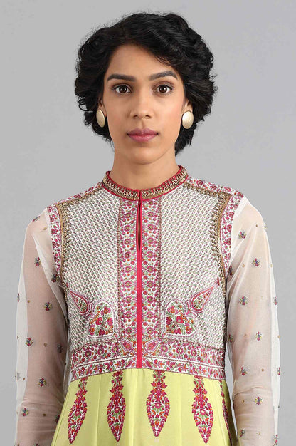 Green Mandarin Neck Printed kurta