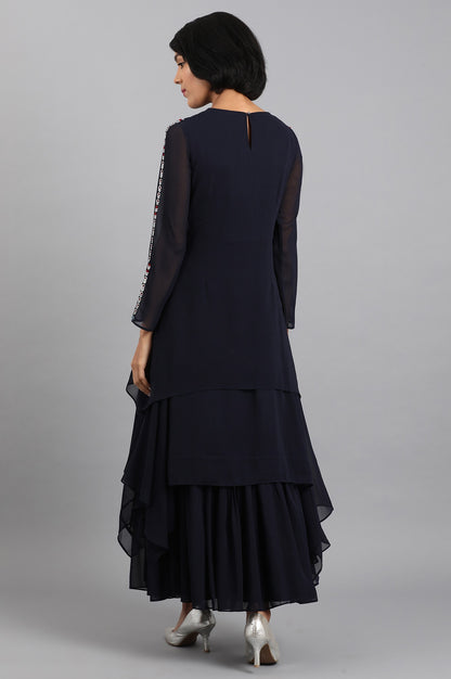 Navy Blue Round Neck Dress