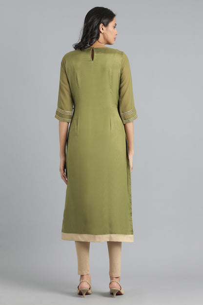 Green Round Neck Layered kurta