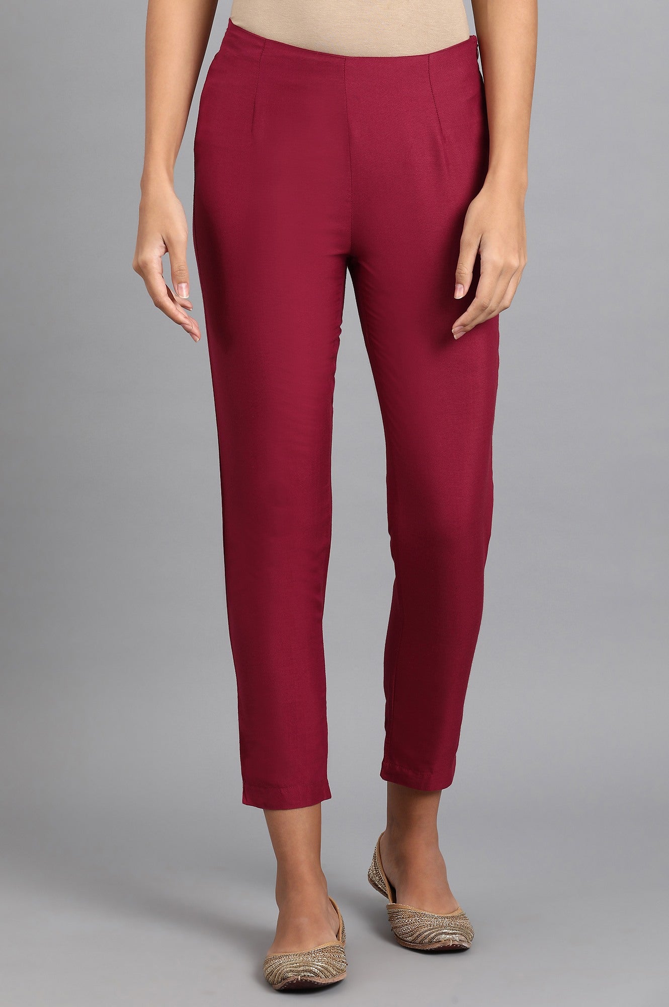 Wine Solid Pants