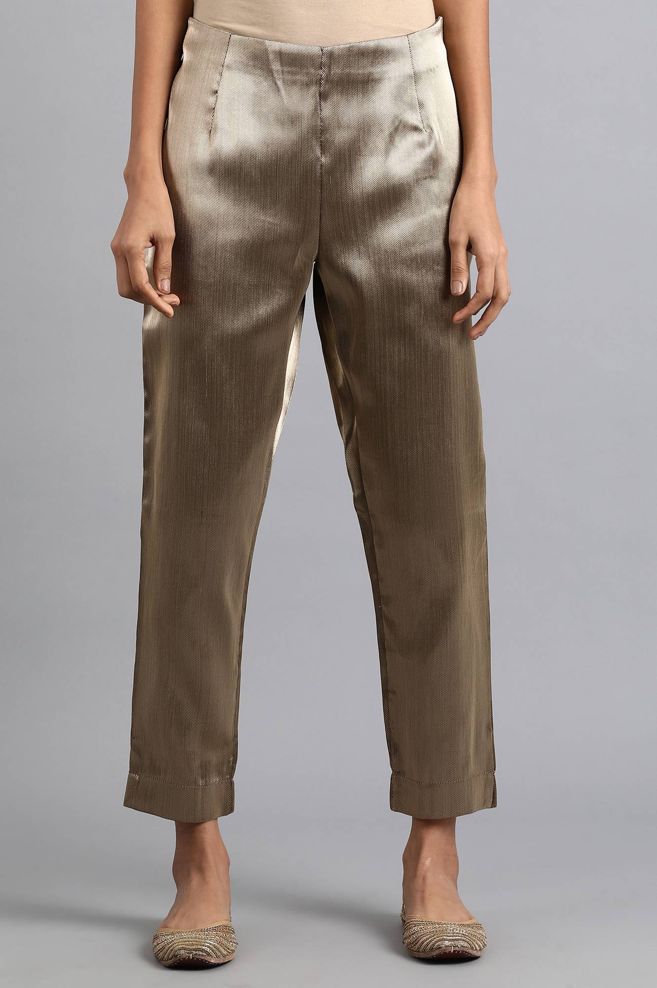 Gold Jacquard Slim Pants