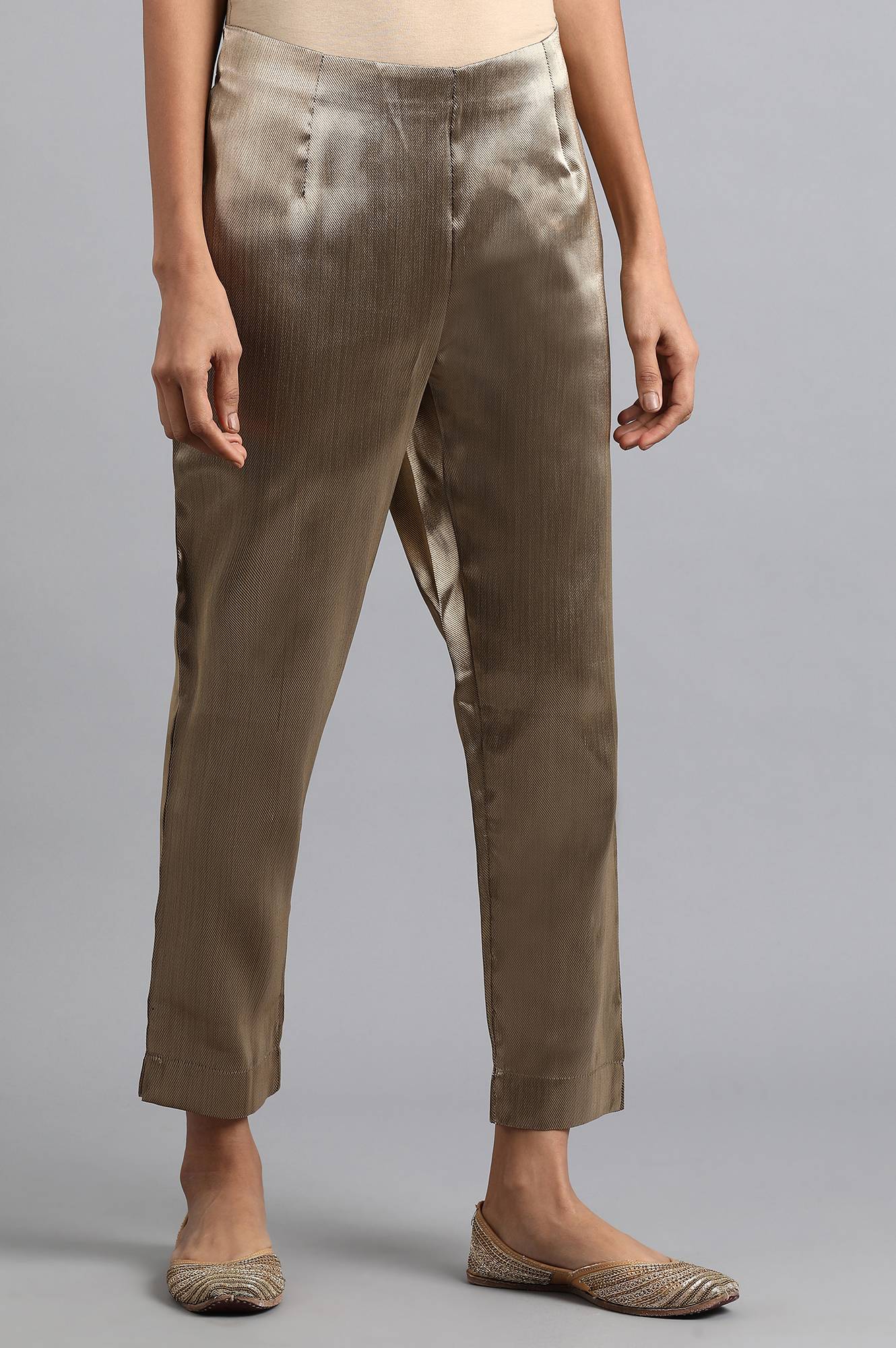 Gold Jacquard Slim Pants