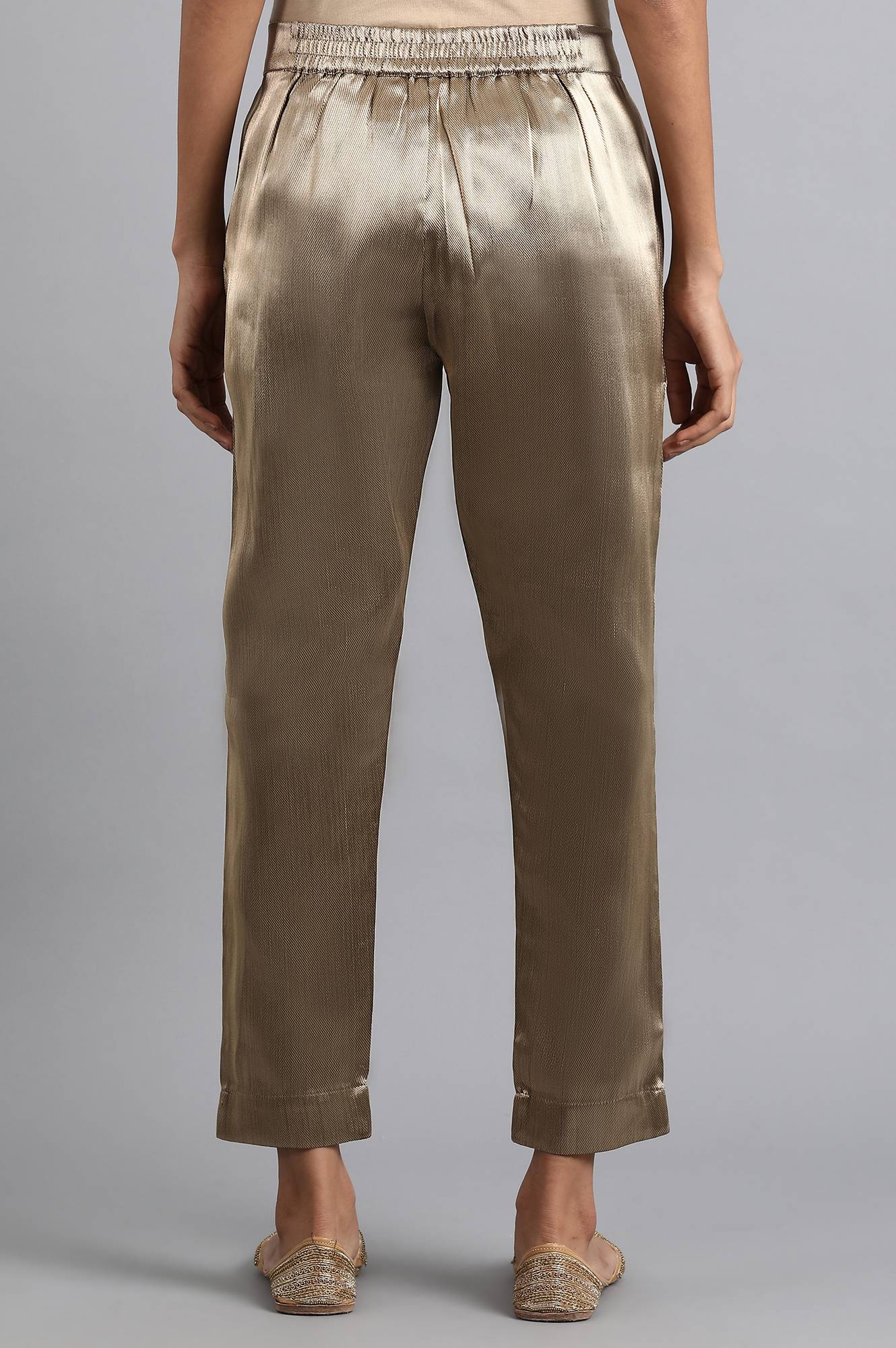 Gold Jacquard Slim Pants