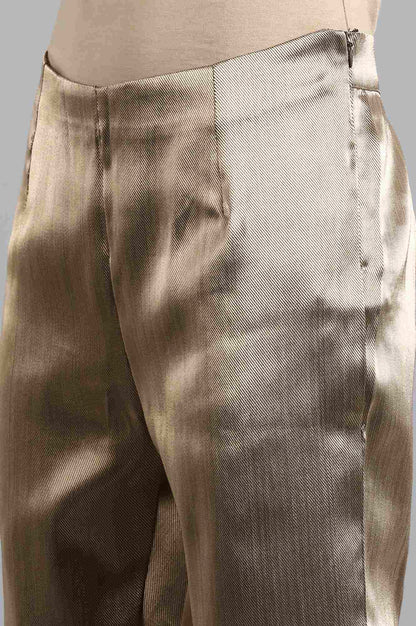 Gold Jacquard Slim Pants