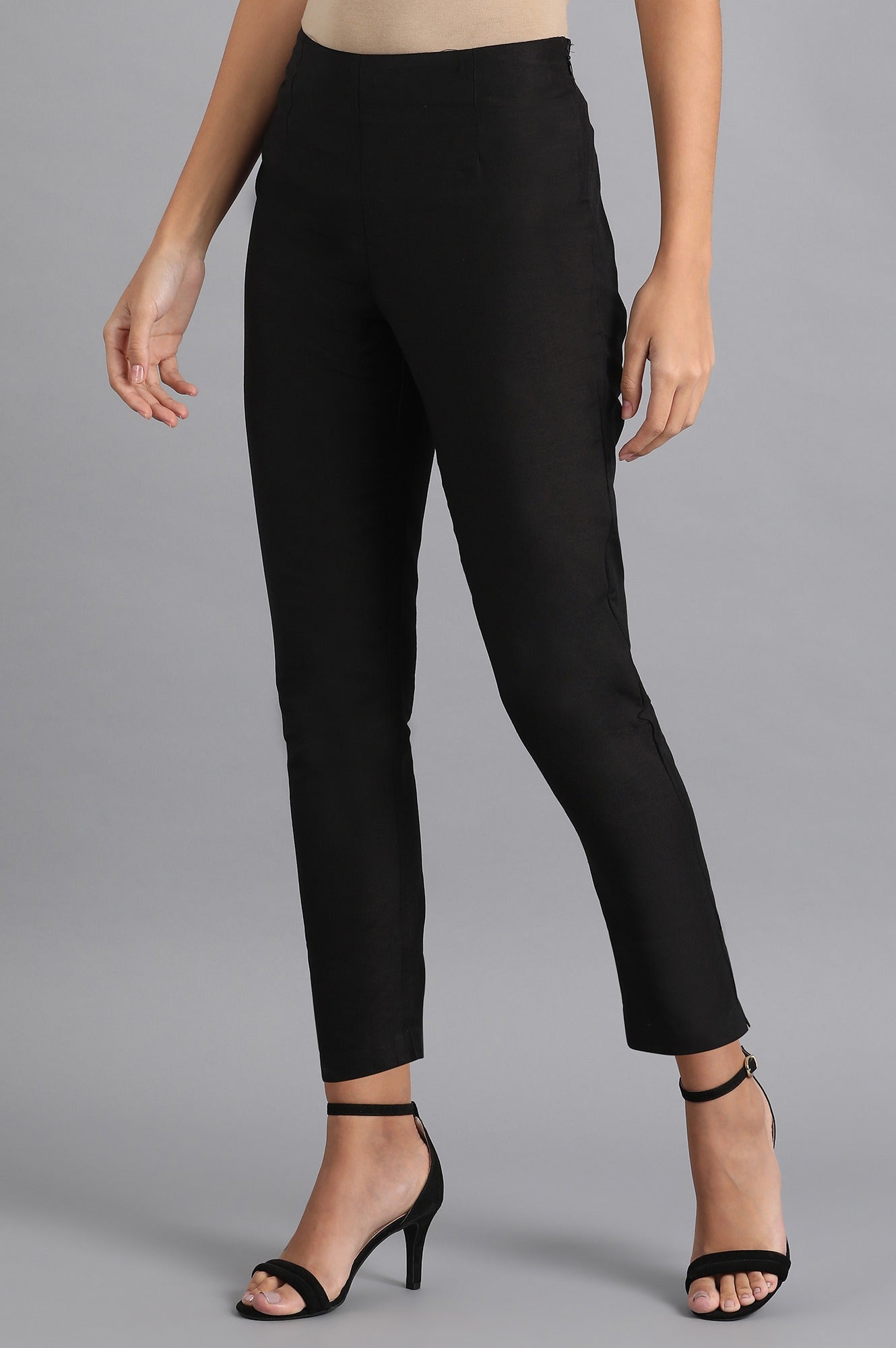 Black Solid Trousers