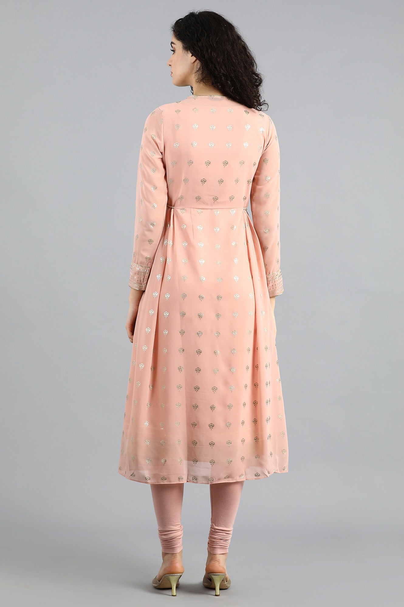 Pink Mandarin Neck Printed kurta