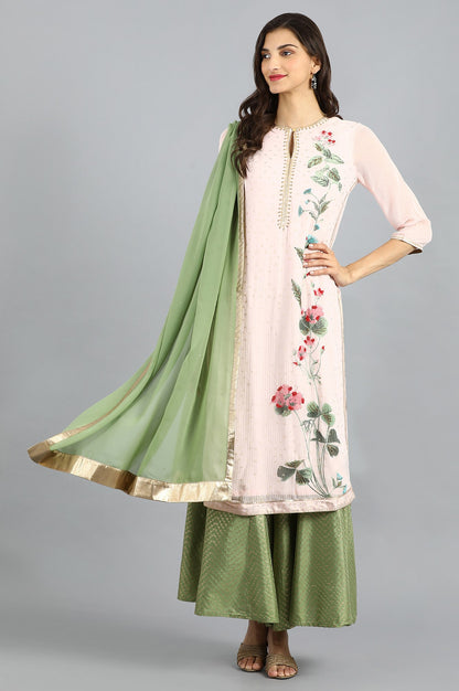 Pink Round Neck Floral Print kurta