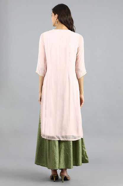 Pink Round Neck Floral Print kurta