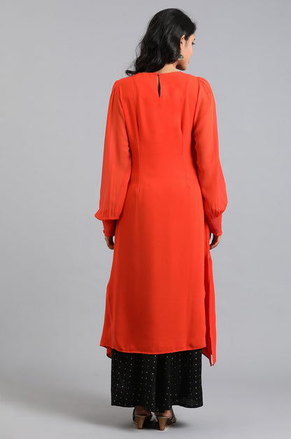 Orange Round Neck Full Sleeves kurta