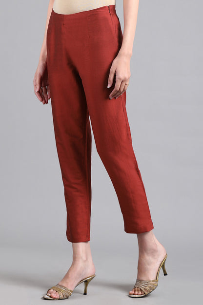 Red Solid Pants