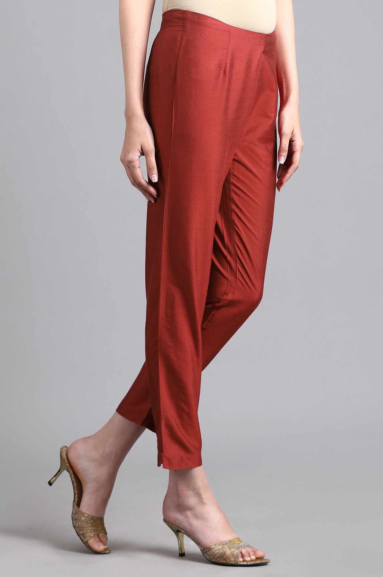 Red Solid Pants