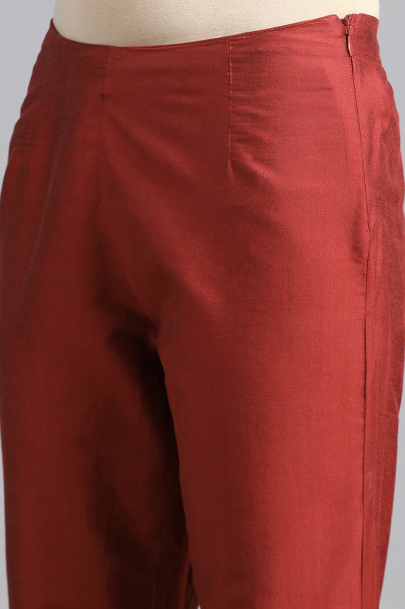 Red Solid Pants