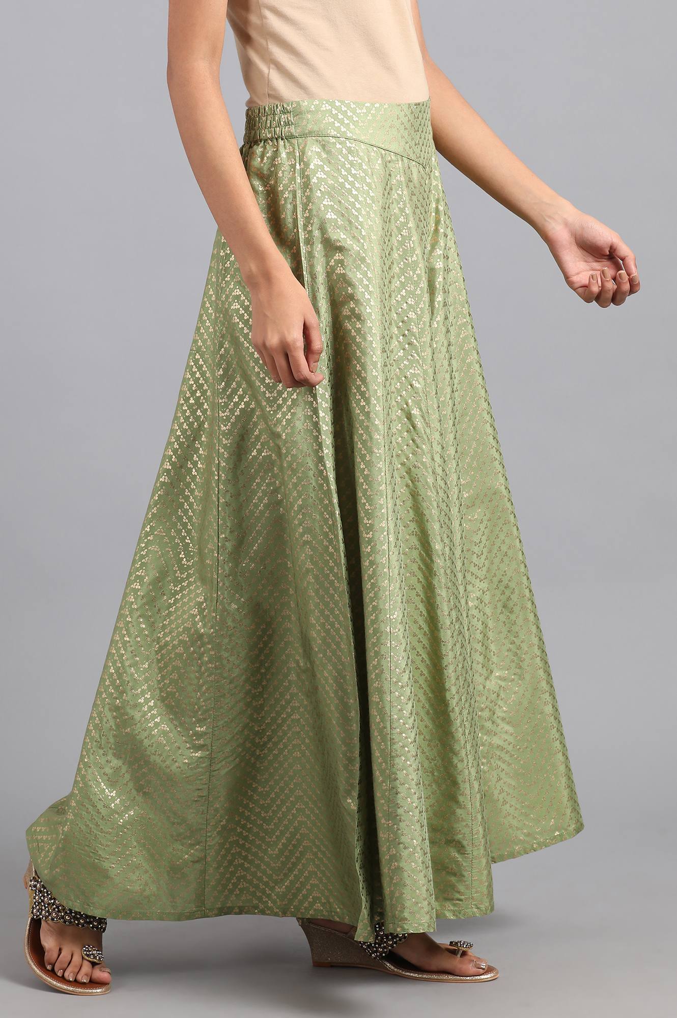 Green Printed Flared Culottes