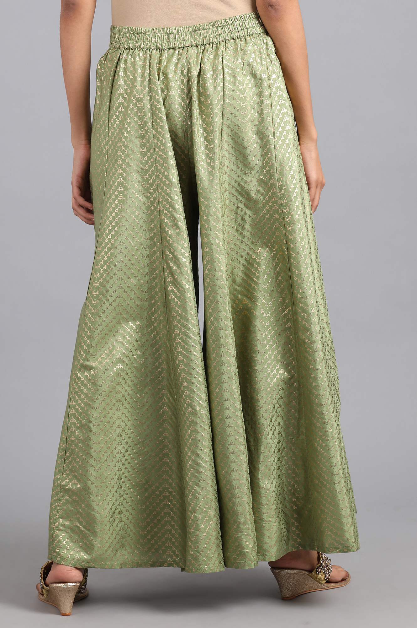 Green Printed Flared Culottes