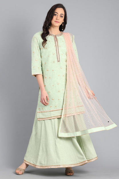 Light Green Round Neck Embellished kurta Set