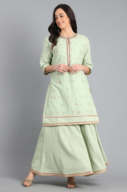 Light Green Round Neck Embellished kurta Set