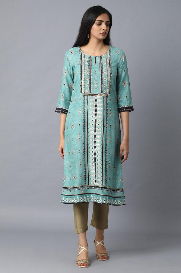 Light Green Placement Print kurta