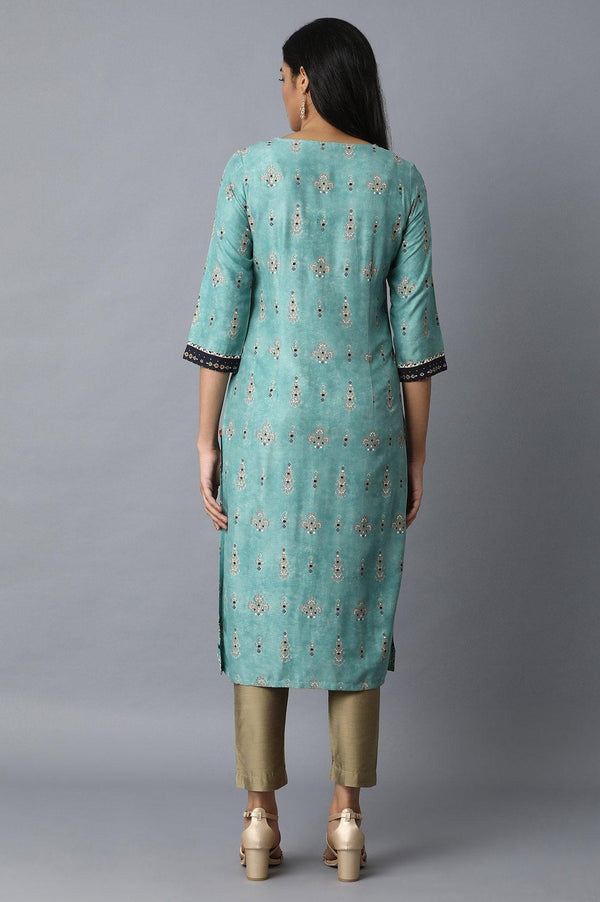 Light Green Placement Print kurta