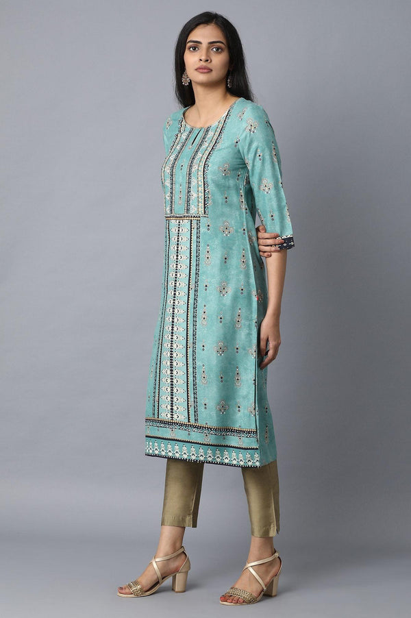 Light Green Placement Print kurta