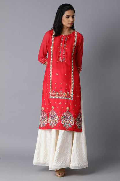 Red Printed kurta