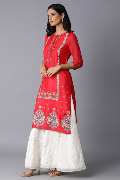 Red Printed kurta