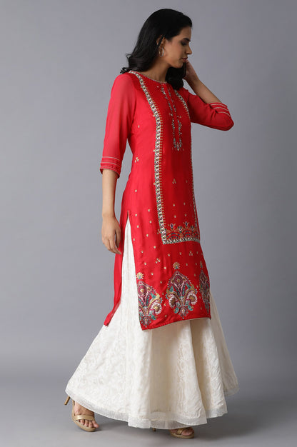 Red Printed kurta