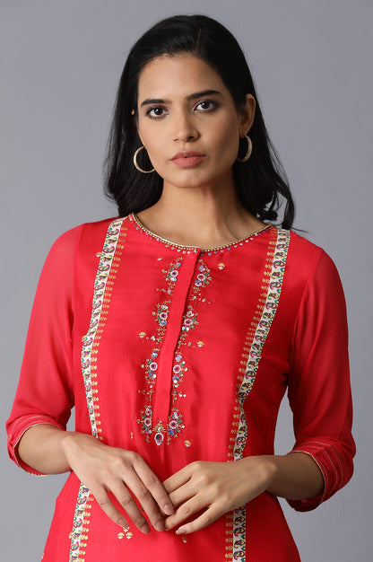 Red Printed kurta