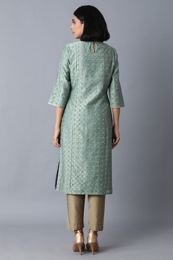 Mint Green Jacquard kurta
