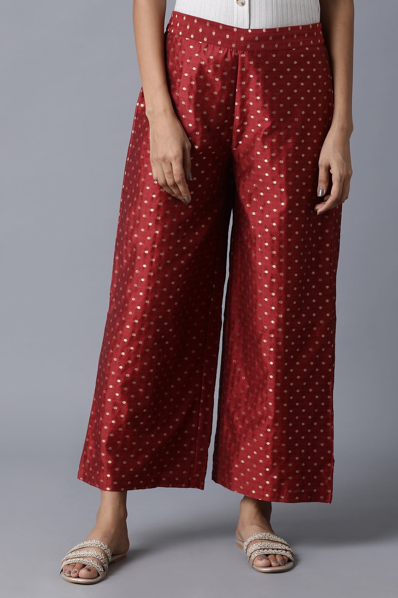 Parallel Pant Notes Dark Red Jacquard Parallel Pants