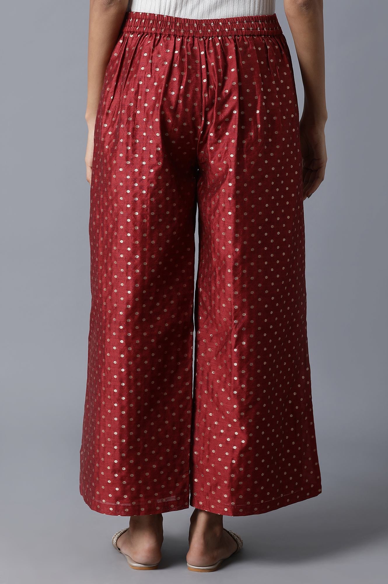 Dark Red Jacquard Parallel Pants