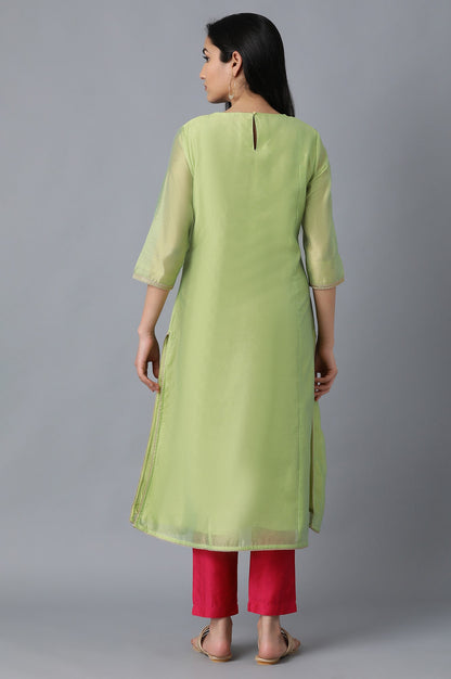 Light Green Round Neck Embellished kurta