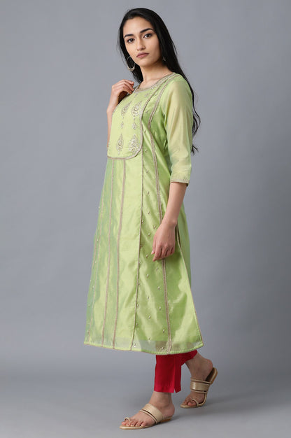 Light Green Round Neck Embellished kurta