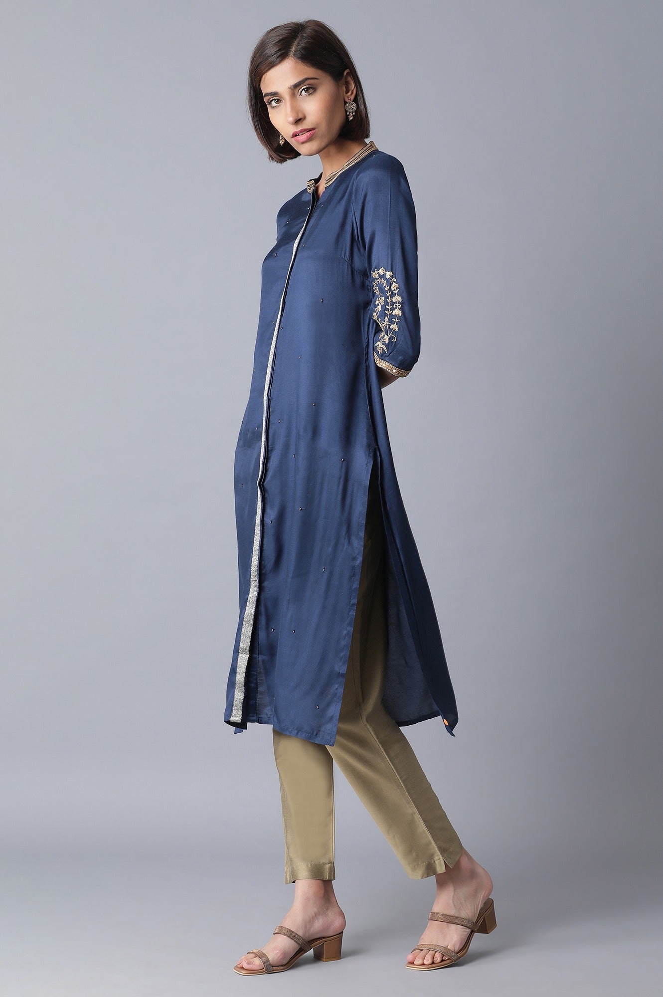 Navy Blue Straight kurta