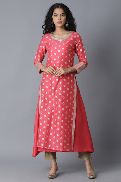 Coral Jacquard kurta