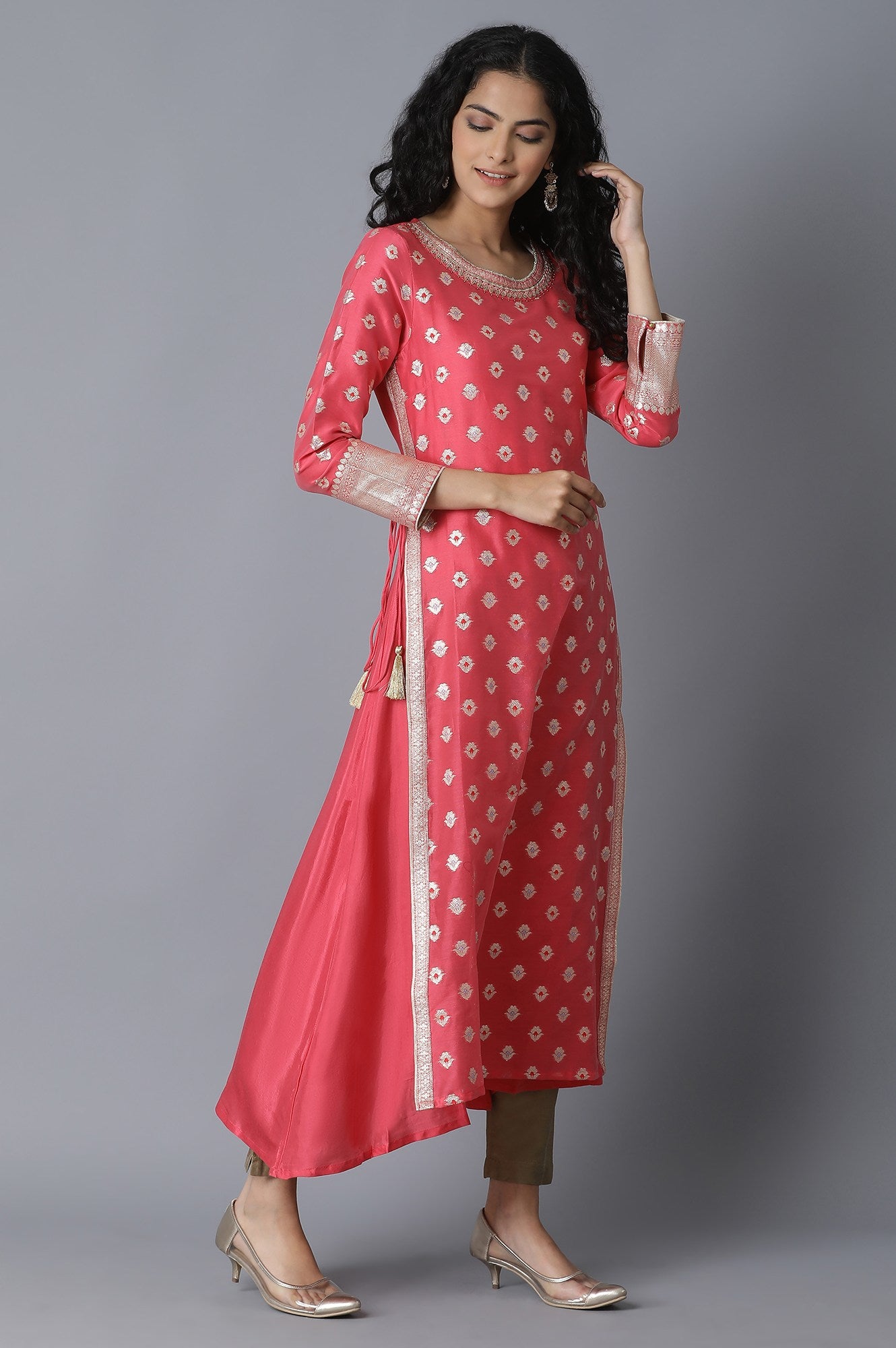 Coral Jacquard kurta