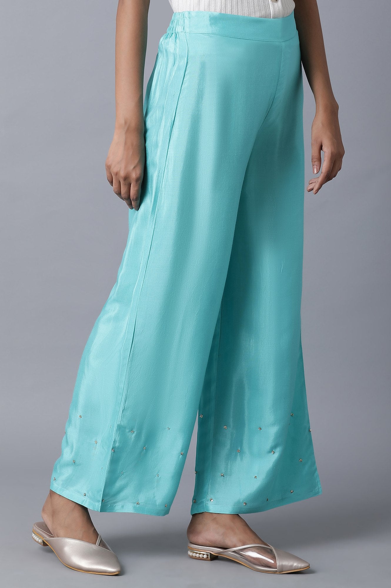 Turquoise Parallel Pants