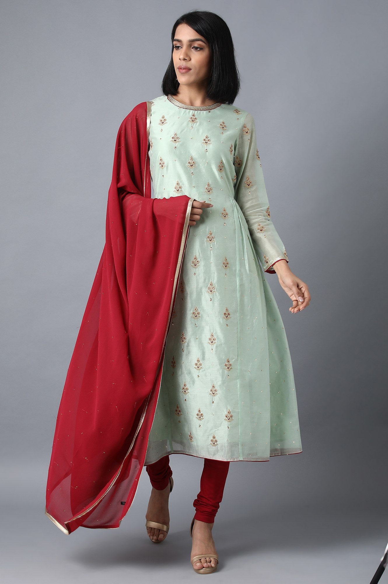 Green Round Neck kurta Set