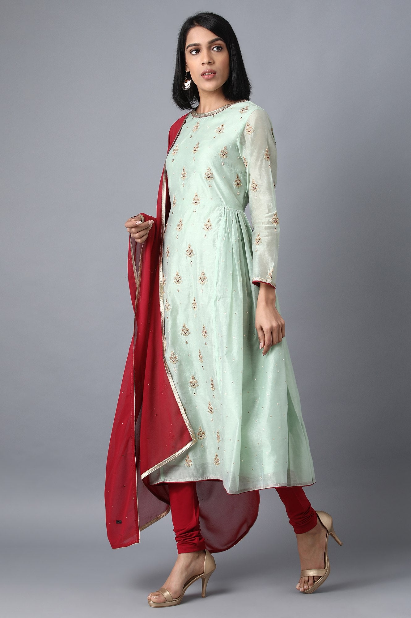 Green Round Neck kurta Set