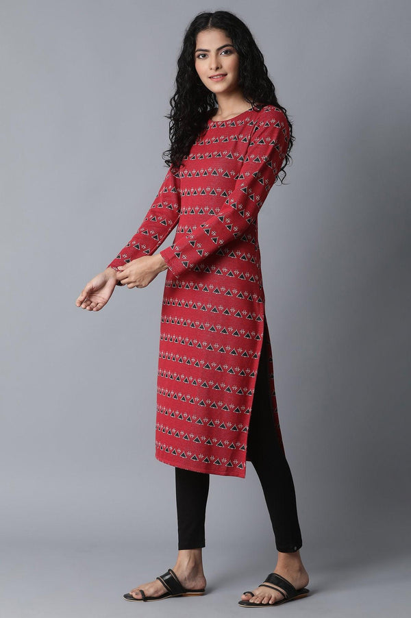 Pink Jacquard Winter kurta
