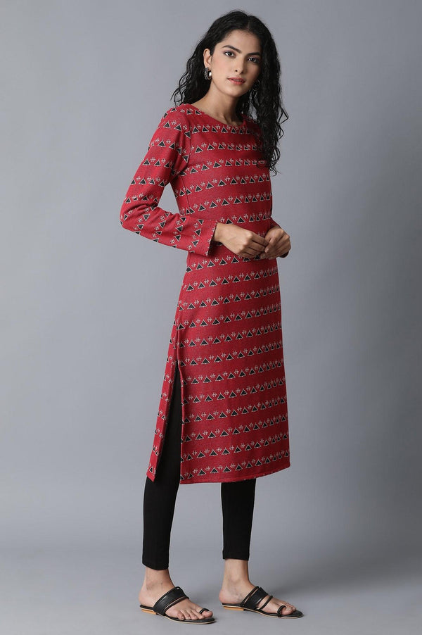 Pink Jacquard Winter kurta