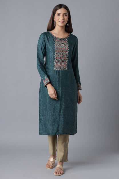 Teal Sequin Embroidered kurta